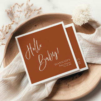 Guardanapo De Papel Olá, Baby Earthy Terracotta Chá de fraldas Bohemia