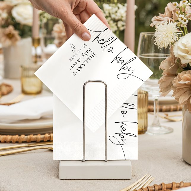 Guardanapo De Papel Olá, Chá de fraldas de Caligrafia Elegante (Criador carregado)