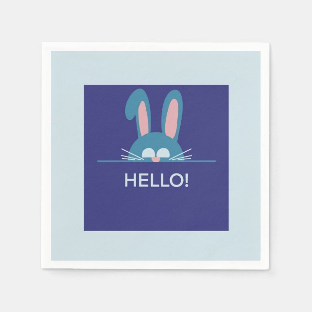 Guardanapo De Papel Olá, Coelhinho da Páscoa azul (Frente)