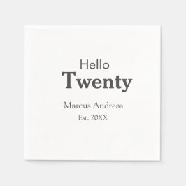 Guardanapo De Papel Olá, junte nome de vinte anos. Adicionar minim de