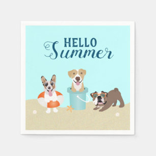 Guardanapo De Papel Olá Summer Beach Dogs Blue Orange