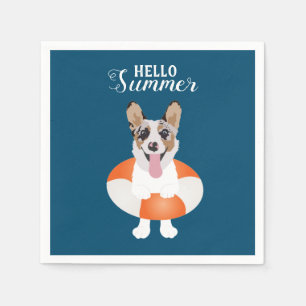 Guardanapo De Papel Olá Summer Corgi Beach Dogs