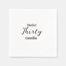 Guardanapo De Papel Olá trinta aniversário nome simples minimalista el
