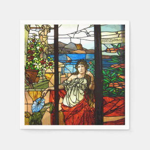 Guardanapo De Papel Olhar do vitral com assento da senhora