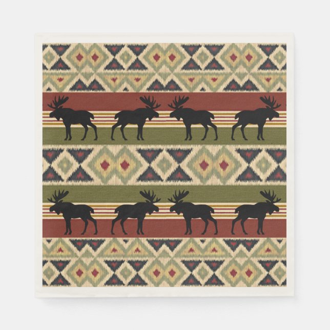 Guardanapo De Papel Olhar Étnico Green Red Ivory Ochre (Frente)