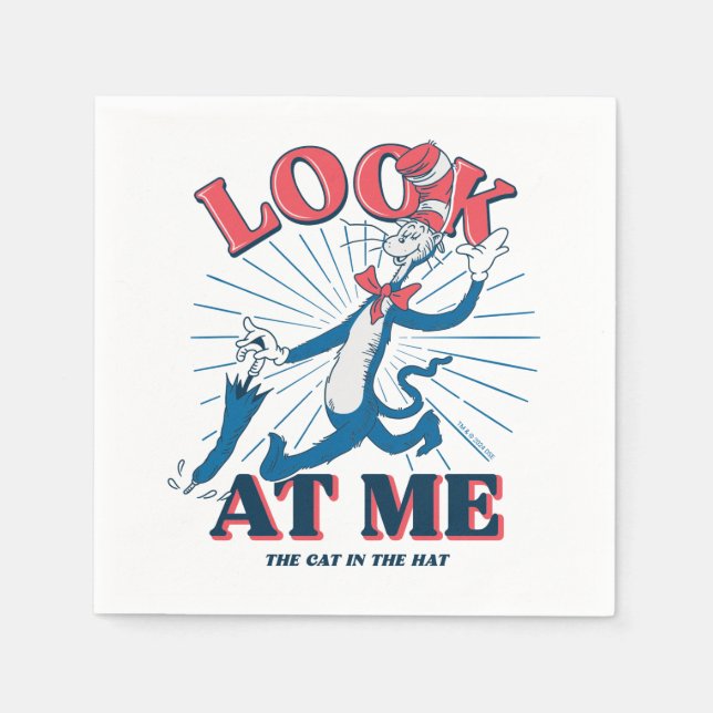 Guardanapo De Papel Olhe Para Mim Gato No Chapéu (Frente)