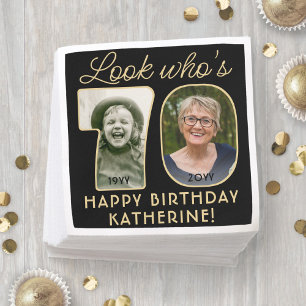 Guardanapo De Papel Olhe Quem Faz 70 Anos Preto E Dourado Feliz Aniver