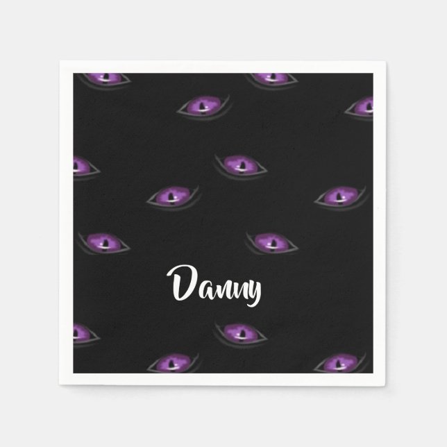 Guardanapo De Papel Olhos de gato de nome personalizado (Frente)