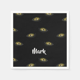 Guardanapo De Papel Olhos de gato de nome personalizado em preto