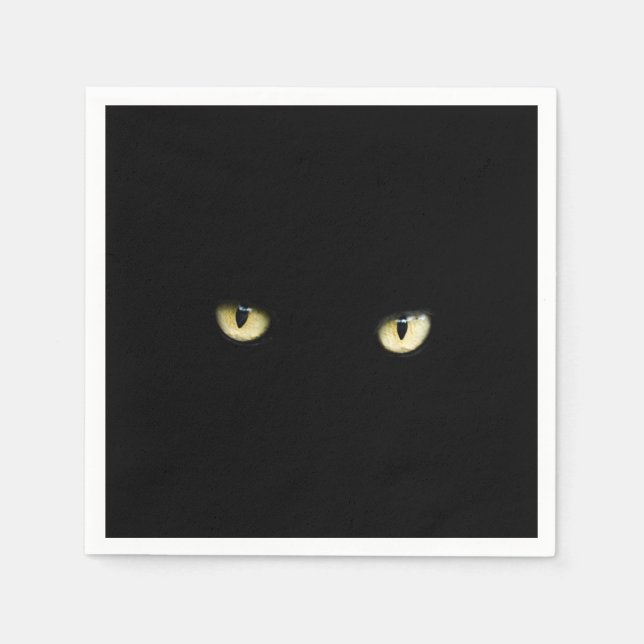 Guardanapo De Papel Olhos de Gato Negro | Dia das Bruxas (Frente)