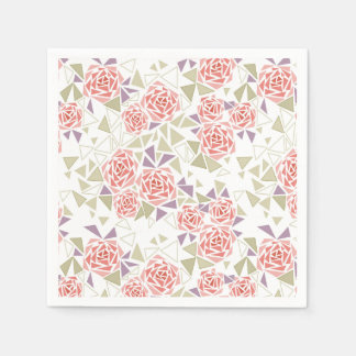 Guardanapo De Papel olive beige mosaic floral pattern retro