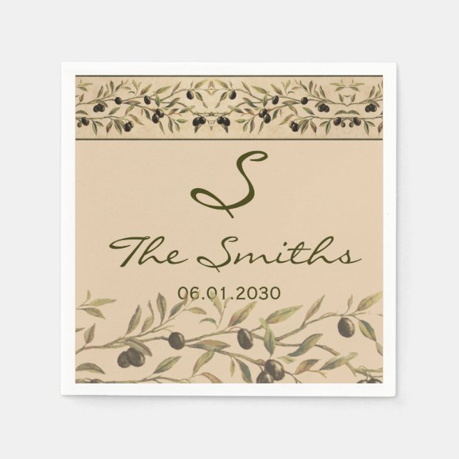 Guardanapo De Papel Olive Branch: Um Casamento Tuscano (Frente)