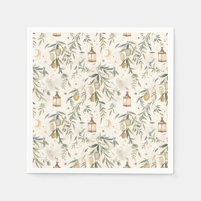 Guardanapo De Papel Olive & Lantern Islamic Party Napkins (Frente)