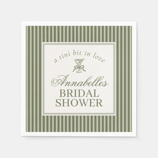 Guardanapo De Papel Olive Martini Old Money Striped Bridal Shower (Frente)