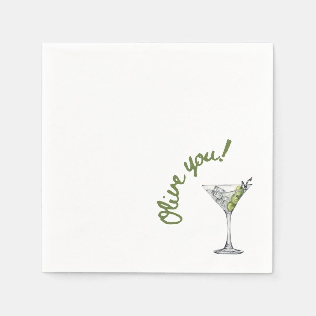 Guardanapo De Papel Olive Martini "Oliva-te!" Cocktail Napkins (Frente)