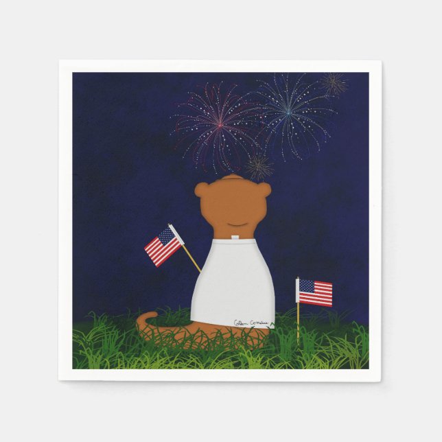 Guardanapo De Papel Oliver The Otter Assistindo Fogos De Artifício (Frente)