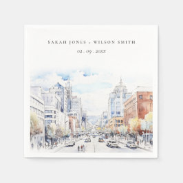 Guardanapo De Papel Omaha Nebraska Watercolor Landscape Wedding