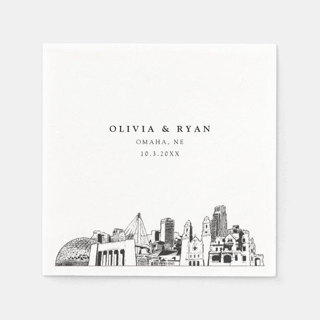 Guardanapo De Papel Omaha Wedding Minimalist Paper (Frente)