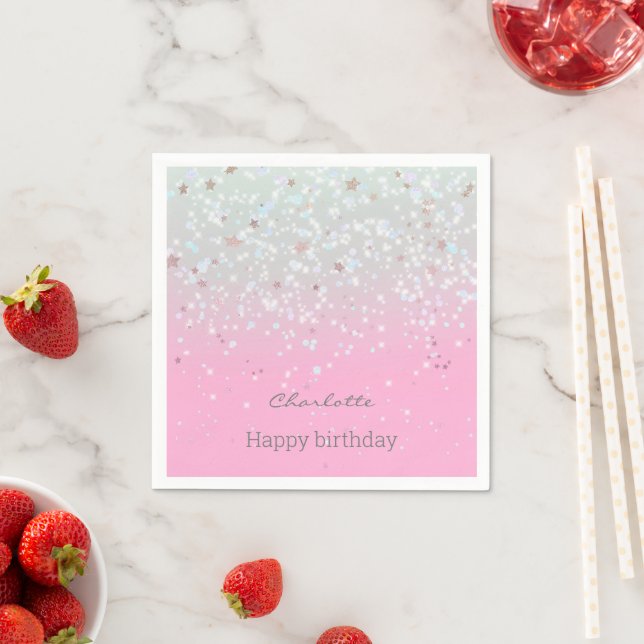 Guardanapo De Papel Ombre e Glitter Birthday (Insitu)