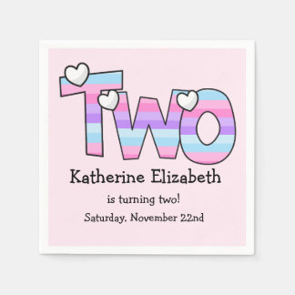 Guardanapo De Papel Ombre Púrpura Cor-de-rosa Stripes Corações Segundo