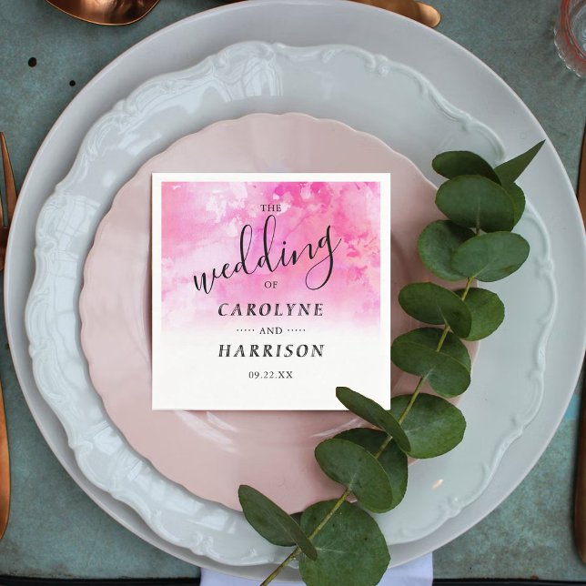 Guardanapo De Papel Ombre Watercolor Wedkins - Rosa (Criador carregado)