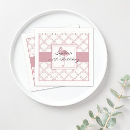 Guardanapo De Papel Onda Art Déco padrão Flamingo Rosa Festa na Praia