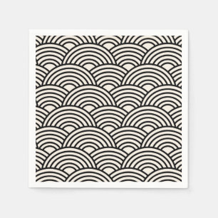 Guardanapo De Papel Onda Japonesa Seigaiha Preta E Creme Branco