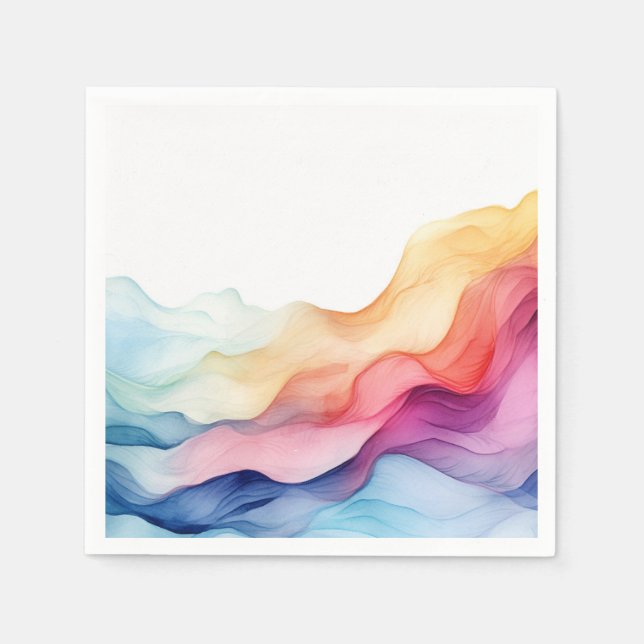 Guardanapo De Papel Onda Rainbow Watercolor (Frente)