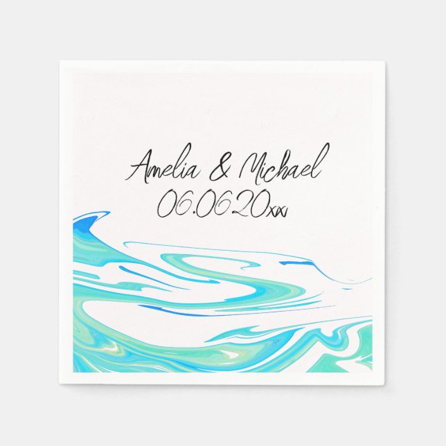 Guardanapo De Papel Onda Turquesa Personalizada (Frente)