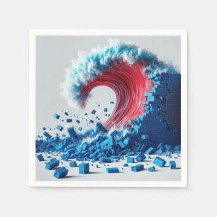 Guardanapo De Papel Onda Vermelha Política Destruindo um Muro Azul