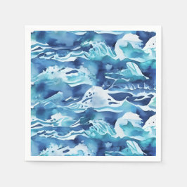 Guardanapo De Papel Ondas do Oceano | Aquarela Azul Teal