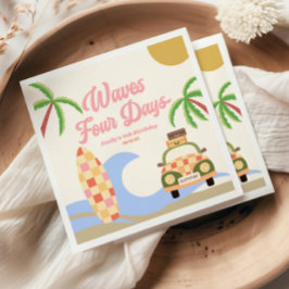 Guardanapo De Papel Ondas Festa de Aniversário de Quatro Dias Surf Ros