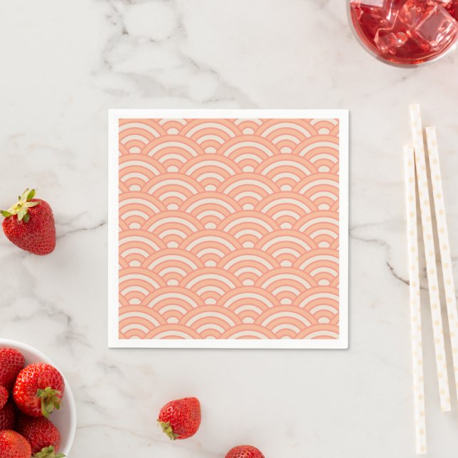 Guardanapo De Papel Ondas Japonesas Peach Fuzz Seigaiha (Insitu)