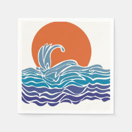 Guardanapo De Papel Ondas oceânicas coloridas com um belo pôr do sol