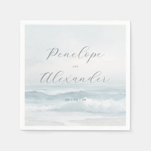 Guardanapo De Papel Ondas Serenas de Aquarela Azul