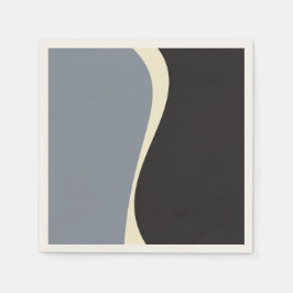 Guardanapo De Papel Ondas Simples 2 em Preto, Cinza e Creme