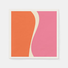 Guardanapo De Papel Ondas Simples 2 em Rosa, Laranja e Creme
