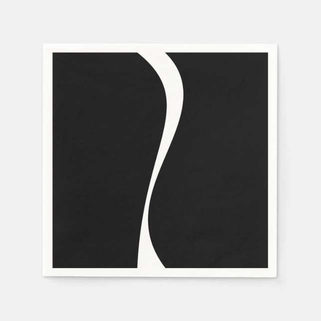 Guardanapo De Papel Ondas Simples 2 - Preto e Branco (Frente)