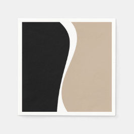 Guardanapo De Papel Ondas Simples 2 - Taupe, Preto e Branco