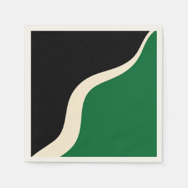 Guardanapo De Papel Ondas simples 3 em verde, creme e preto