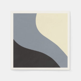 Guardanapo De Papel Ondas Simples - Preto, Cinza e Creme