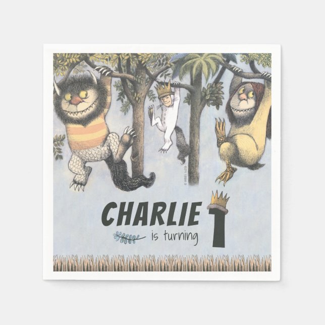 Guardanapo De Papel Onde as coisas selvagens são primeiros aniversario (Frente)