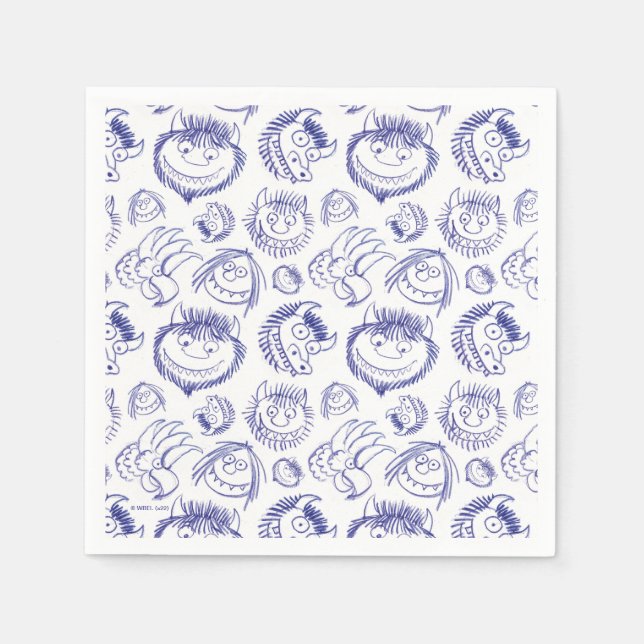 Guardanapo De Papel Onde Vivem os Monstros Padrão de Esboço (Frente)