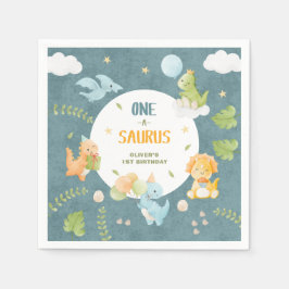 Guardanapo De Papel One-A-Saurus Dinosaur 1st Birthday Party