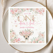 One-Deer-Ful 1st Birthday Girl Pink Fawn Paper