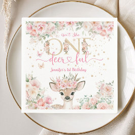 Guardanapo De Papel One-Deer-Ful 1st Birthday Girl Pink Fawn Paper