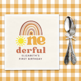 Guardanapo De Papel One - Derful Retro First Birthday with Boho Style