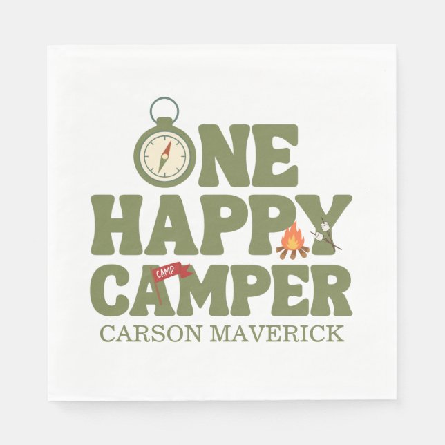 Guardanapo De Papel One Happy Camper Kids Birthday (Frente)