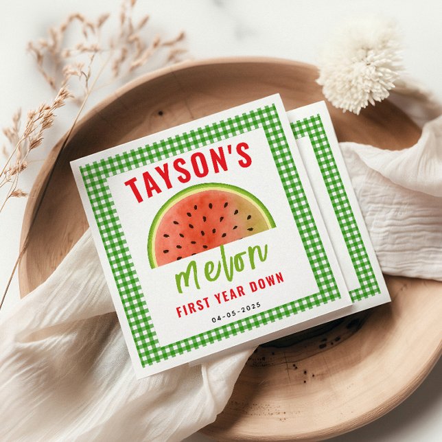 Guardanapo De Papel One in a Melon 1st Birthday – Cute Watermelon (Criador carregado)