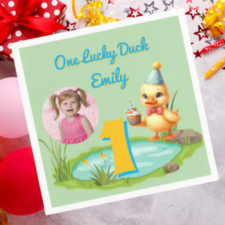 Guardanapo De Papel One Lucky Duck Kids 1st Birthday Photo